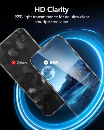 ESR 3 Pack for iPhone 14 Pro Screen Protector, [9H Hardness] [Military Grade Shatterproof] Tempered Glass Film with Flawless Fit Tray