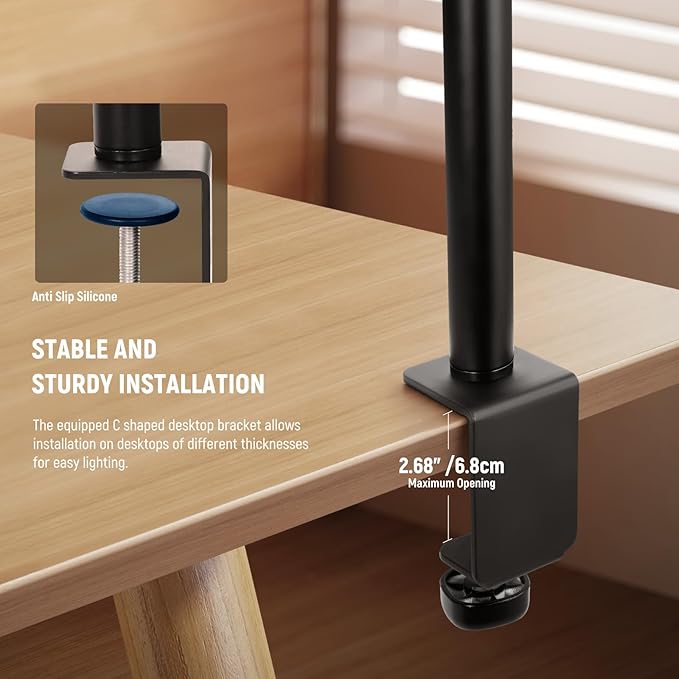 NEEWER Basics 18W 7" Desk Ring Light with Stand, Lighting for Video Conference Streaming Recording Makeup Phone Selfie Computer Laptop Zoom, Full Screen LED Circle Ringlight with Arm & C Clamp, R18