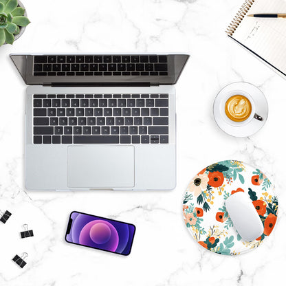 ITNRSIIET Round Mouse Pad with Stitched Edge Premium-Textured Waterproof Non-Slip Rubber Base Desktop Protection Mat Diameter 8.7 inches, Beautiful Flowers