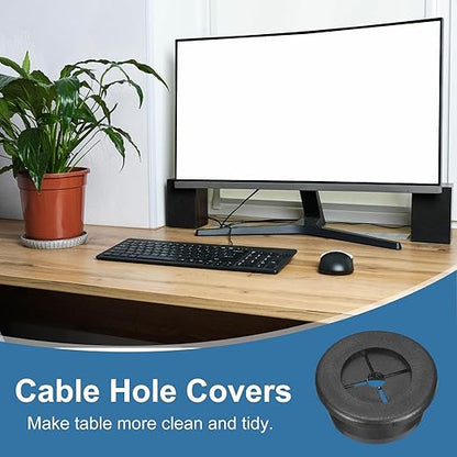 uxcell 4Pcs Cable Cord Grommet, 1"(25mm) Rubber Desk Grommets Wire Pass Through Hole Cover with Marked Cable Ties for Home Office Cable Wire Protection, Black