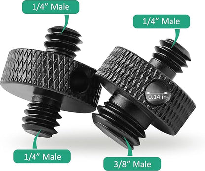 Camera Mount Screw 1/4" Male to 1/4" Male & 1/4" to 3/8" Tripod Screw Adapter with Hole 7 Pcs Set for Camera Tripod Mount Light Stand DSLR Equipped with Hex-L Key (Black)