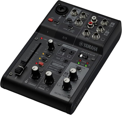 Yamaha AG03MK2 Black 6-Channel Live Streaming Loopback Mixer/USB Interface with Steinberg Software Suite