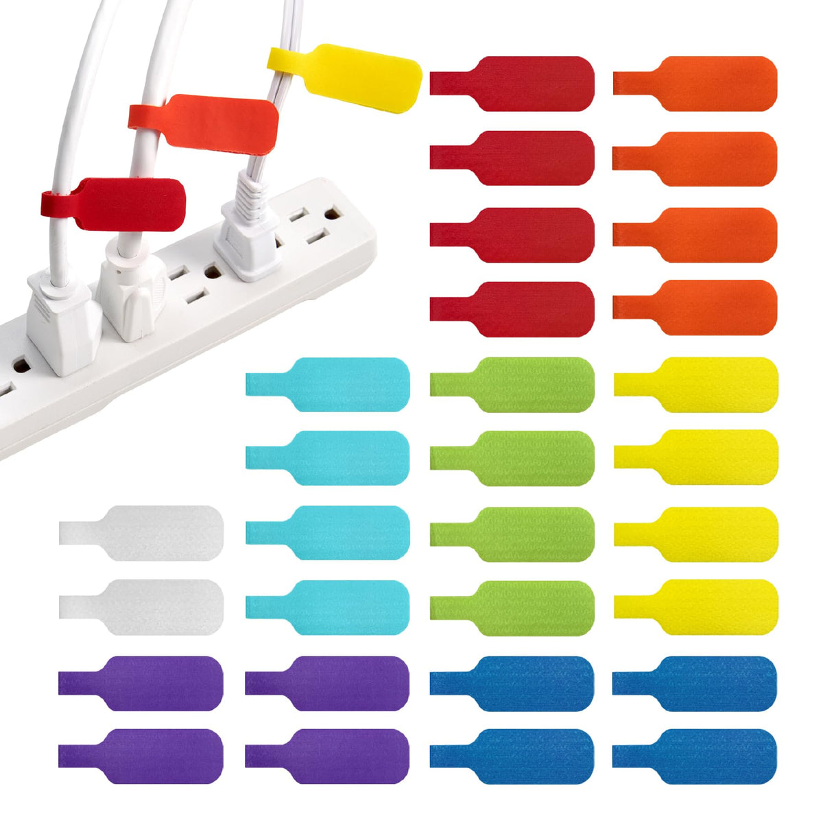 Wrap-It Storage - Cable Labels - Oval, Multi-Color (36 Pack)