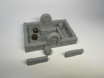 Miniature RPG Modular Tile System 18mm or 28mm DND Terrain Building Accessories for Tabletop Role Playing Scenes, Paintable (Standard Edition (6 Tiles with 12 Accessories))