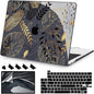 Teryeefi for MacBook Pro 13 inch Case M2 M1 2022 2020-2016 Release (Model A2338 A2289 A2251 with Touch Bar), Plastic Hard Shell Case & Keyboard Cover & Screen Protector, Golden Palm Leaves