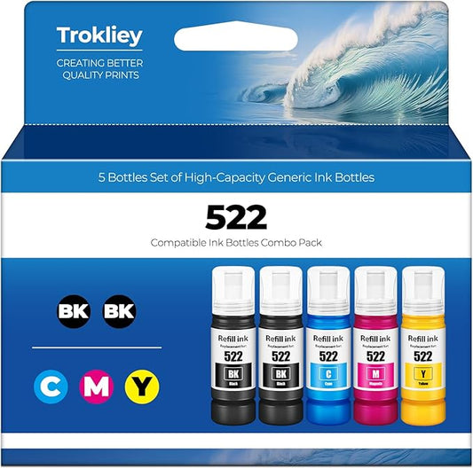 Compatible for EPT522 Ink Refill Bottles ET-2800 ET-4800 ET-2803 ET-2400 for EPT522 Ink Bottles for ET 2800 ET 4800 ET2800 ET 2803 ET 2400 ET4800 ET-2720 ET-4700 ET-4810 ET-2840 Printer (Not Subli)