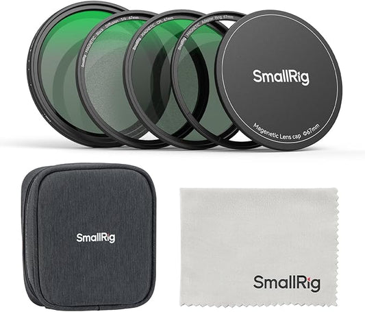 SmallRig 5-in-1 Magnetic 67mm Lens Filter Kit: VND + CPL + Black Mist 1/4 + Threaded Adapter Ring + Lens Cover + Storage Bag + Cleaning Cloth, Camera Filter Set for iPhone Lens - 4726
