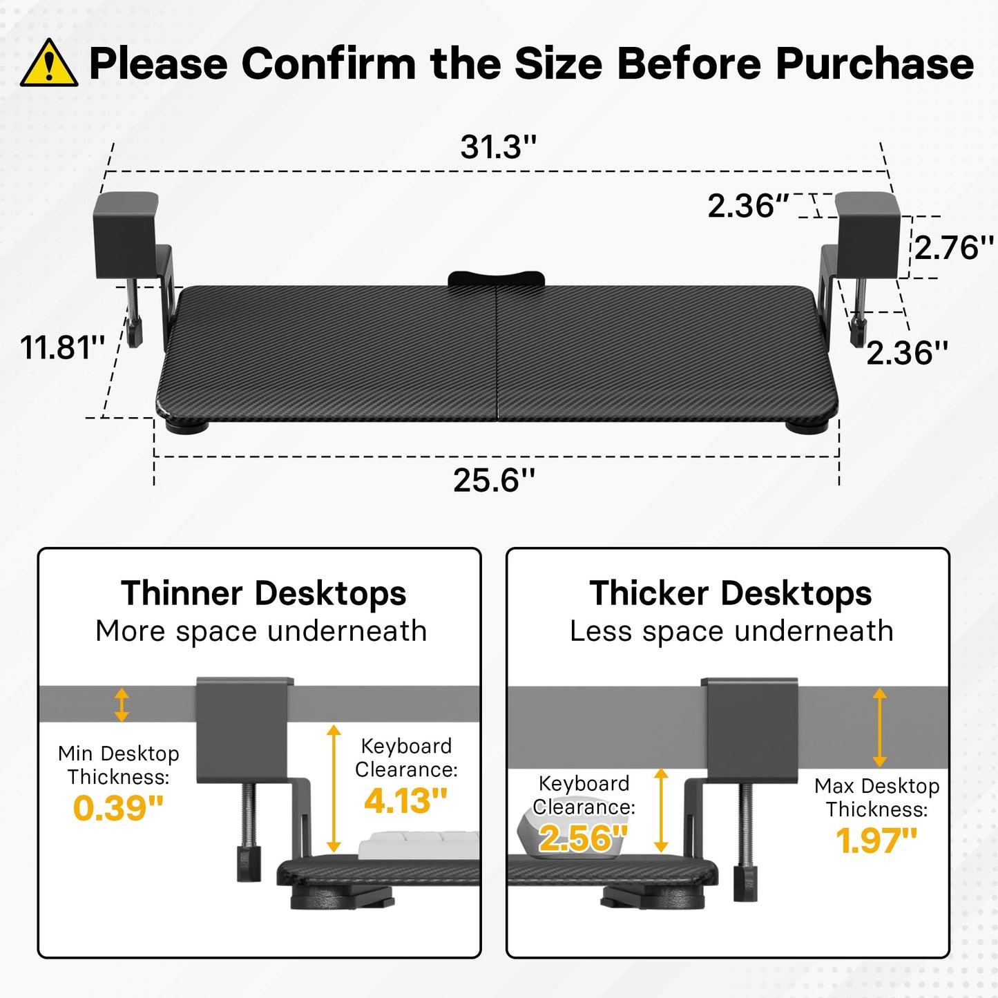 BONTEC Under Desk Keyboard Tray, Pull-Out Keyboard & Mouse Platform