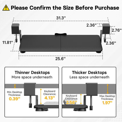 BONTEC Under Desk Keyboard Tray, Pull-Out Keyboard & Mouse Platform
