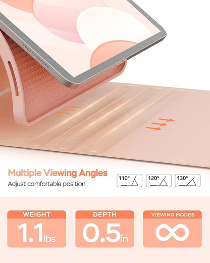 Folio Keyboard Case for iPad 10th Gen 10.9 inch (2022) and iPad 11th (A16, 2025), Magnetic Wireless Detachable Keyboard, 7-Color Backlight, Thin & Light, Pencil Holder (Pink)