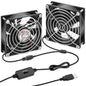 2 Packs Wathai 92mm x 25mm 90mm 5V USB Fan for Receiver AV cabint Game Console PC Laptop TV Box Projector Router Cooling