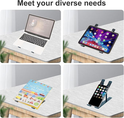 Ergonomic and Foldable Laptop Stand for Desk, Adjustable Riser, Fits All Laptops and Notebooks up to 17,Ultra-Thin,Ventilated Cooling,ABS+Silicone,Grey.