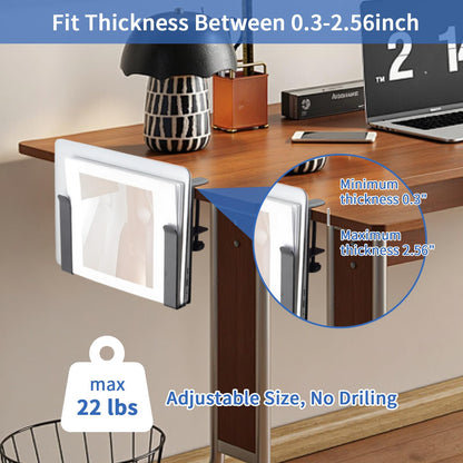 LUKETURE Adjustable Side Laptop Mount, No Drill Laptop Holder, Under Desk Storage, Clamp-On Laptops Stands, Desk Side Mount for Laptops, Mac mini, Keyboard with Anti-Scratch Silicone