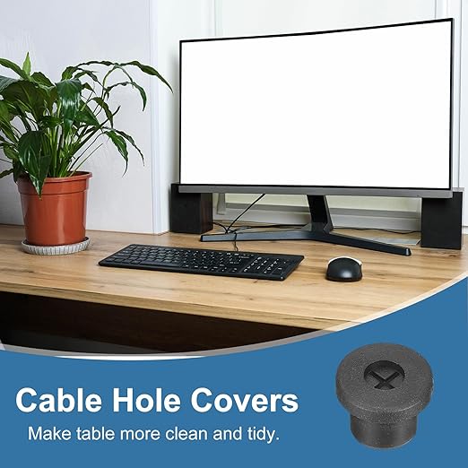 uxcell 4Pcs Cable Cord Grommet, 3/8"(10mm) Rubber Desk Grommets Wire Pass Through Hole Cover with Marked Cable Ties for Home Office Cable Wire Protection, Black