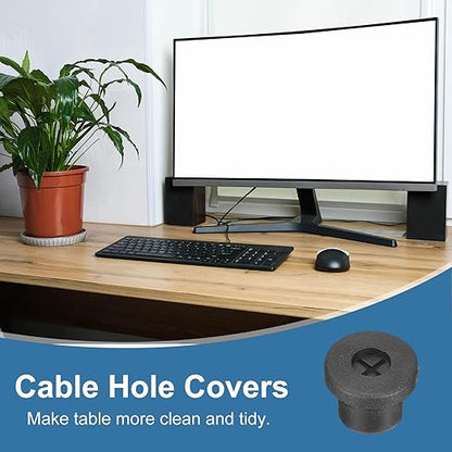 uxcell 4Pcs Cable Cord Grommet, 3/8"(10mm) Rubber Desk Grommets Wire Pass Through Hole Cover with Marked Cable Ties for Home Office Cable Wire Protection, Black