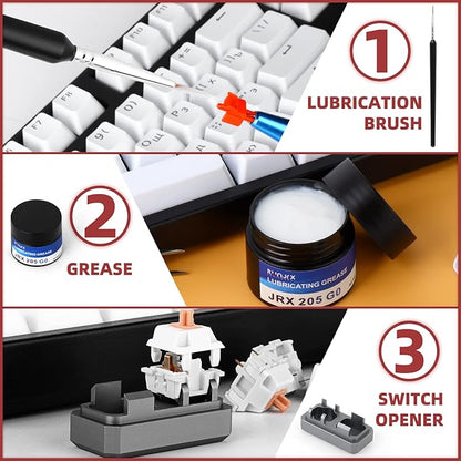 YIMAGUJRX RUNJRX Keyboard Switch Lube Kit JRX 205G0 0.53oz/15g, Switch Opener for MX Cherry Panda Kailh Switch,Lube Brush for Mechanical Keyboard Switch