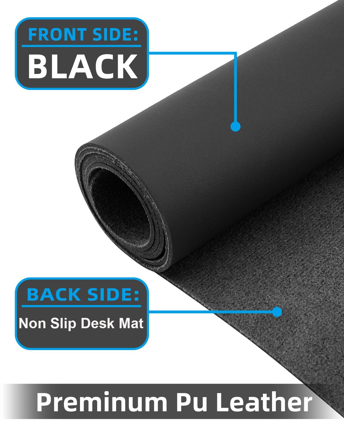 Leather Desk Pad Protector, Small Desk Mat,Office Desk mat,Computer and Laptop Mat, Non-Slip PU Leather Desk Blotter, Desktop Protector and Cover for Keyboard and Mouse(31.5"x15.7",Black)