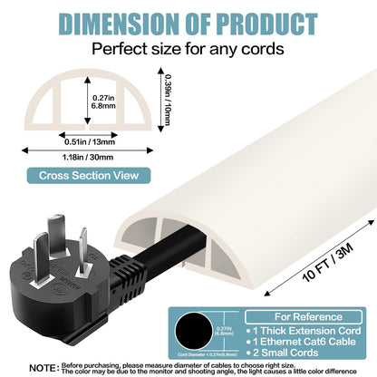 Floor Cord Cover Cable Cavity Self Adhesive Cord Hider Floor 10FT Floor Cable Management Power Cord Protector Floor Electric Cord Covers for Offices, Gym, Exhibitions (Beige, 1.18" x 10')