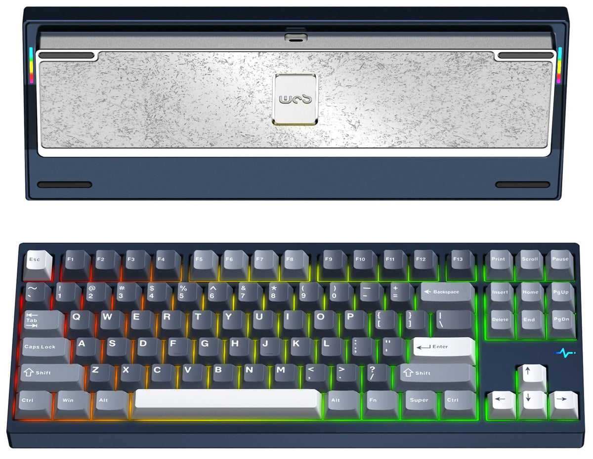 KEEBMONKEY WOBKEY Crush 80 Reboot CNC Aluminum 5-Second Quick-Release Triple-Mode Connectivity Mechanical Keyboard with Superior Acoustics (Pro Navy)