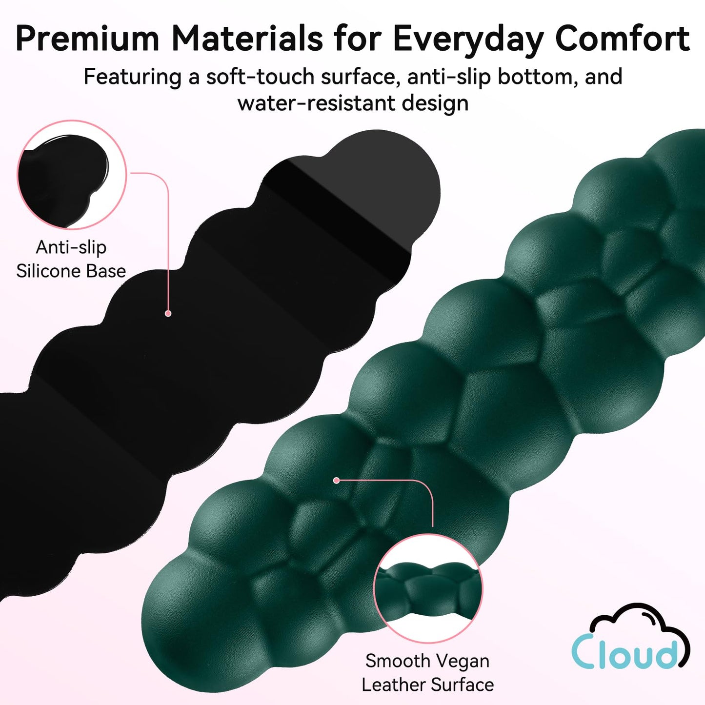 Sushret Cloud Wrist Rest for Computer Keyboard and Mouse Pad Set,Dark Green