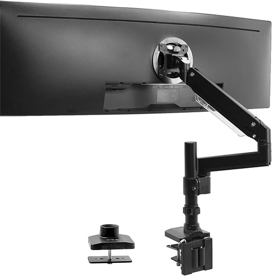 VIVO Premium Aluminum Tall Extended Monitor Arm for Ultrawide Monitors up to 49 inches and 33 lbs, Single Desk Mount Stand, Pneumatic Height Adjusting, Max VESA 100x100, Black, STAND-V101GT