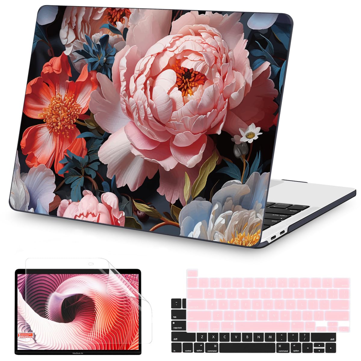 Teryeefi for MacBook Pro 13 inch Case M2 M1 2022 2020 2019-2016 Model A2338 A2289 A2251 A2159 A1989 A1706 with Touch Bar, Hard Shell Case & Keyboard Cover & Screen Protector, Green Leaf