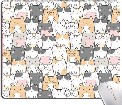 Kawaii Mouse Pad, Cute Cats Mouse Mat, Square Waterproof Non-Slip Rubber Base Computer MousePads for Desk Office Laptop