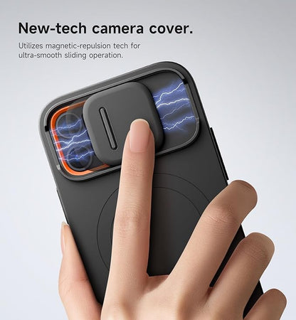SURITCH for iPhone 12/12 Pro Case with Magnetic Camera Slide Cover and Adjustable Kickstand, Compatible with MagSafe, Shockproof Bumper Case Slim Protective Cover for iPhone 12/12 Pro 6.1 Inch, Black
