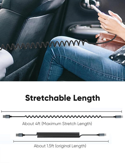 CableCreation Coiled USB C Cable for CarPlay & Android Auto