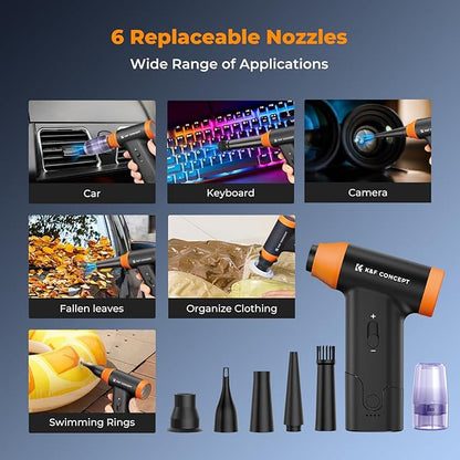 K&F Concept Blower & Suction 2 in 1 Compressed Air Duster, 150000RPM Super Power Electric Air Duster, Stepless Speed Regulation, Portable Dust Blower for Computer, Keyboard, House, Outdoor and Car