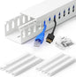 99in(6X L16.5in) Professional Server Rack Cable Management Raceway, H1.4in x W1.6in Cable Raceway Kit, Electrically Safe PVC Open Slot Wire Raceway for Under Desk/Computer/Network Cords, White