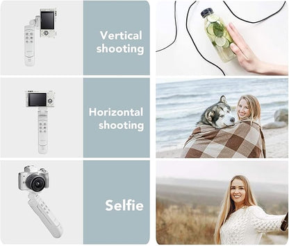 AODELAN Wireless Shooting Grip Tripod with Remote Control for Vlogging, for Sony ZV-E10,ZV-1,ZV-1 II, ZV-1F, a6100, a6400, a6600, a7 III, a7R III, a7R IV, a9, a9 II, Replace Sony GP-VPT2BT（White