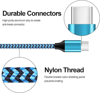 USB C Cable 3FT, 5Pack Type C Fast Charging Cable Nylon Braided Android Phone Charger Cord for iPhone 17 16e 16 15 Pro Max Samsung Galaxy S25 Ultra S24 A17 A56 A36 A16 A55 A35 A15 A14 A13 Pixel 10 9