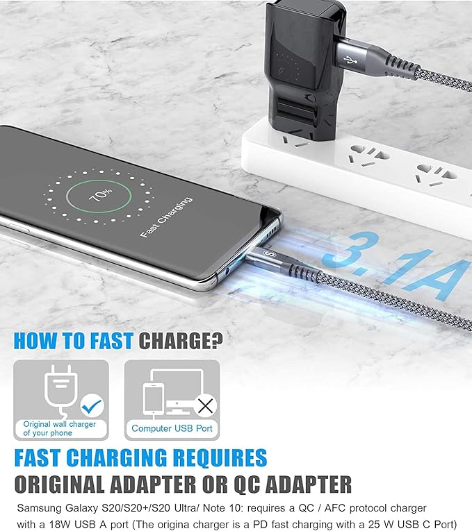 sweguard USB Type C Charger Cable [3-Pack,10ft+6.6ft+3.3ft] iPhone 15 Charger Nylon Braided Cord for iPhone 15 Pro Max Samsung Galaxy S23 S22 S21 S20 S10 S9 Note 20 10 Flip A53 A54 Pixel LG Moto PS5