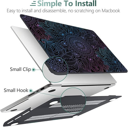 DONGKE for M4 MacBook Pro 16 Inch Case 2024 2023 2021 A3403 A3186 M3 A2991 M2 A2780 M1 A2485 Pro/Max Chip, Plastic Hard Shell Case & Keyboard Cover for Mac Pro 16 with Touch ID, Colorful Mandala