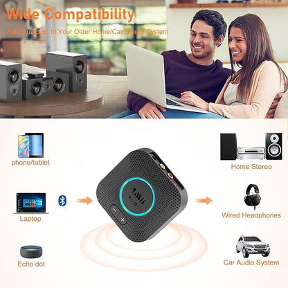 1Mii B06S Bluetooth 5.2 Receiver for Music Streaming System, Hi-Fi Wireless Audio Adapter for Stereo Receiver w/aptX HD aptX Low Latency, Bluetooth Receiver w/Volume Control RCA/3.5mm Outputs