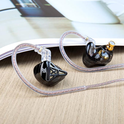 Kinboofi IEM Headphone with Mic, KZ DQS HiFi Dynamic Drivers Earphone Earbuds Bass 2pin 3.5mm Sports Music Game Headphone (Black, with Mic)……