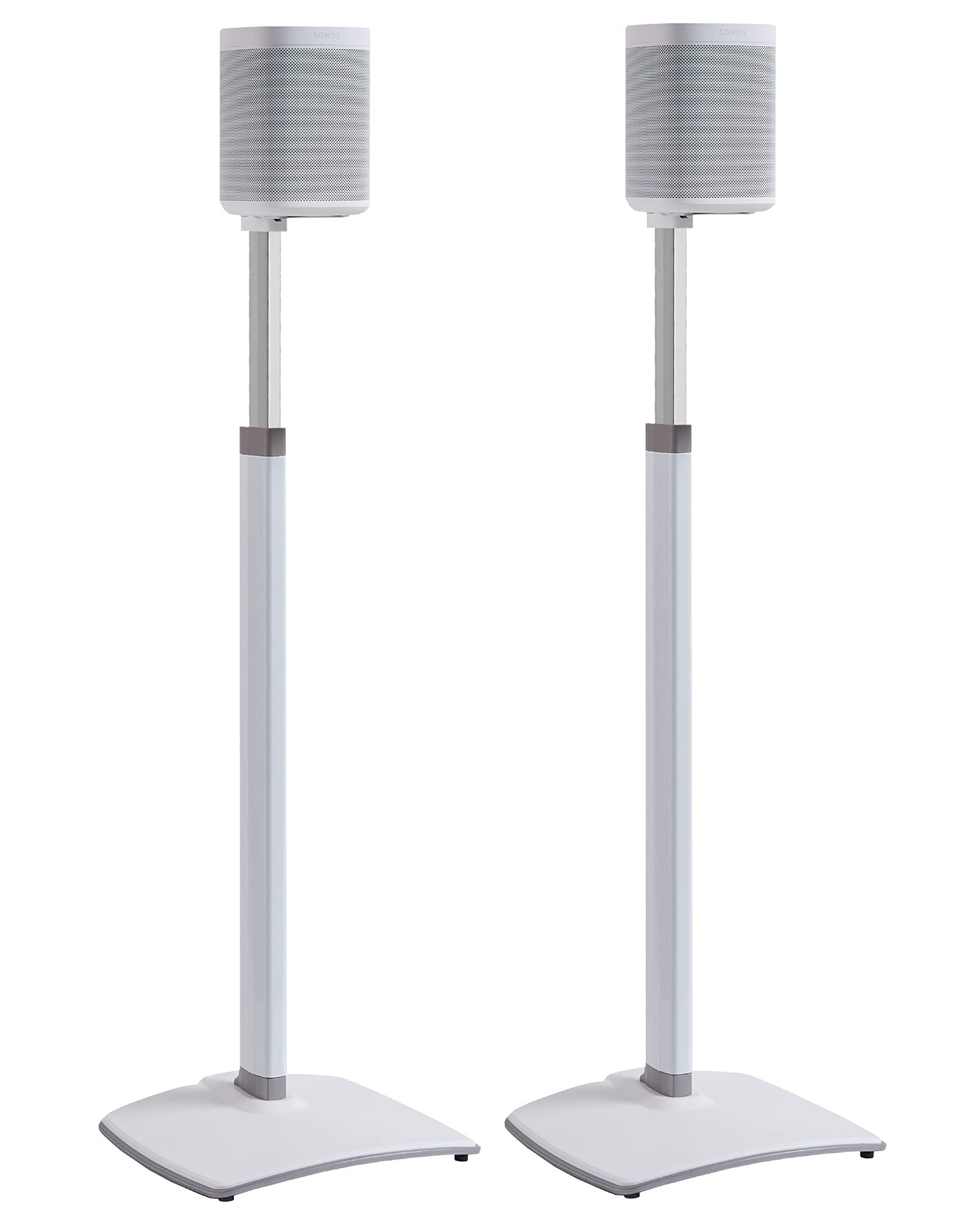 SANUS Adjustable Height Wireless Speaker Stands Designed for Sonos One, One SL, and Play:1 - Tool-Free Adjustment up to 16" and Built-in Cable Management (White)