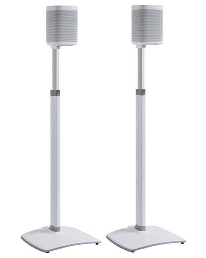 SANUS Adjustable Height Wireless Speaker Stands Designed for Sonos One, One SL, and Play:1 - Tool-Free Adjustment up to 16" and Built-in Cable Management (White)