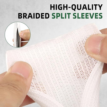 Split Wire Loom Tubing, Cable Protector Sleeve, Braided Cable Management for TV/Computer/Home Theater/Engine Bay, Cord Protectors from Pets No Chew (White, 1/2"-10ft)
