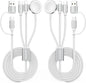 2Pack White-Travel Essentials 3 in 2 USB C Cable for Watch Charger Phone Charger USB C Multi Fast Charging Cable Compatible with Watch Ultra/SE/10/9/8/7/6/5/4/3/2/1 & Phone 16/15/14/Galaxy S23-4FT