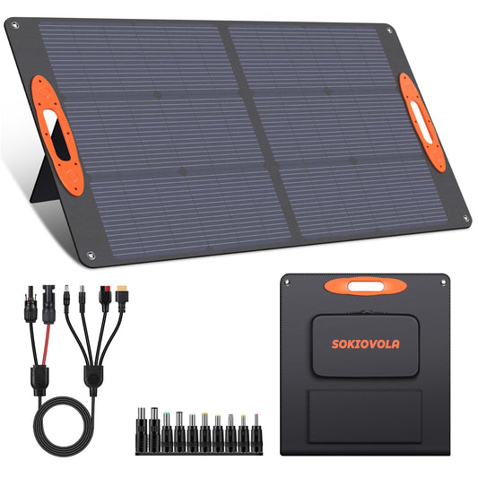 SOKIOVOLA N-Type 16BB 100W Portable Solar Panel 18V Mono ETFE Foldable Solar Panel,25% High Efficiency IP68 Waterproof for Camping Outdoor RV Blackout