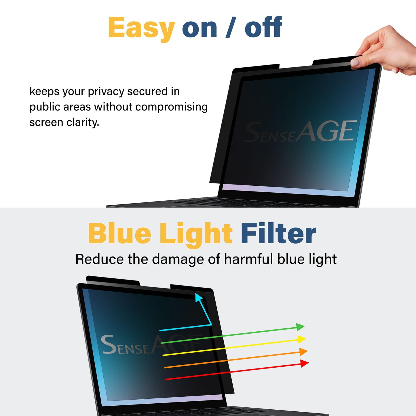 SenseAGE Magnetic Privacy Screen Protector for Surface Laptop 13.5 inch (6/5/4/3/2/1), Easy On/Off Privacy Filter, Anti Blue Light Glare, Notebook Privacy Screen Filter, Compatible with Surface Laptop 13.5"
