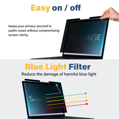 SenseAGE Magnetic Privacy Screen Protector for Surface Laptop 13.5 inch (6/5/4/3/2/1), Easy On/Off Privacy Filter, Anti Blue Light Glare, Notebook Privacy Screen Filter, Compatible with Surface Laptop 13.5"