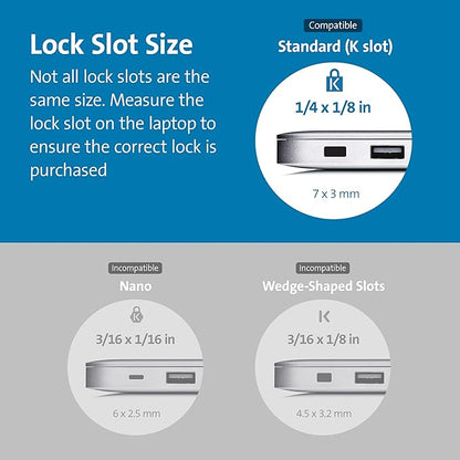 Kensington Combination Cable T-Bar Standard Lock Slot for Laptops, Resettable 4 digit password with 6 Foot Cable, K64673AM