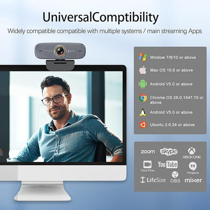 Angetube 1080P HD Webcam with Privacy Shutter Dual Noise-Cancelling Mic PC Camera Webcams, Wide 90° View, USB Plug & Play for Video Conferencing, Streaming, Zoom/Skype/YouTube for PC/Desktop/Laptop