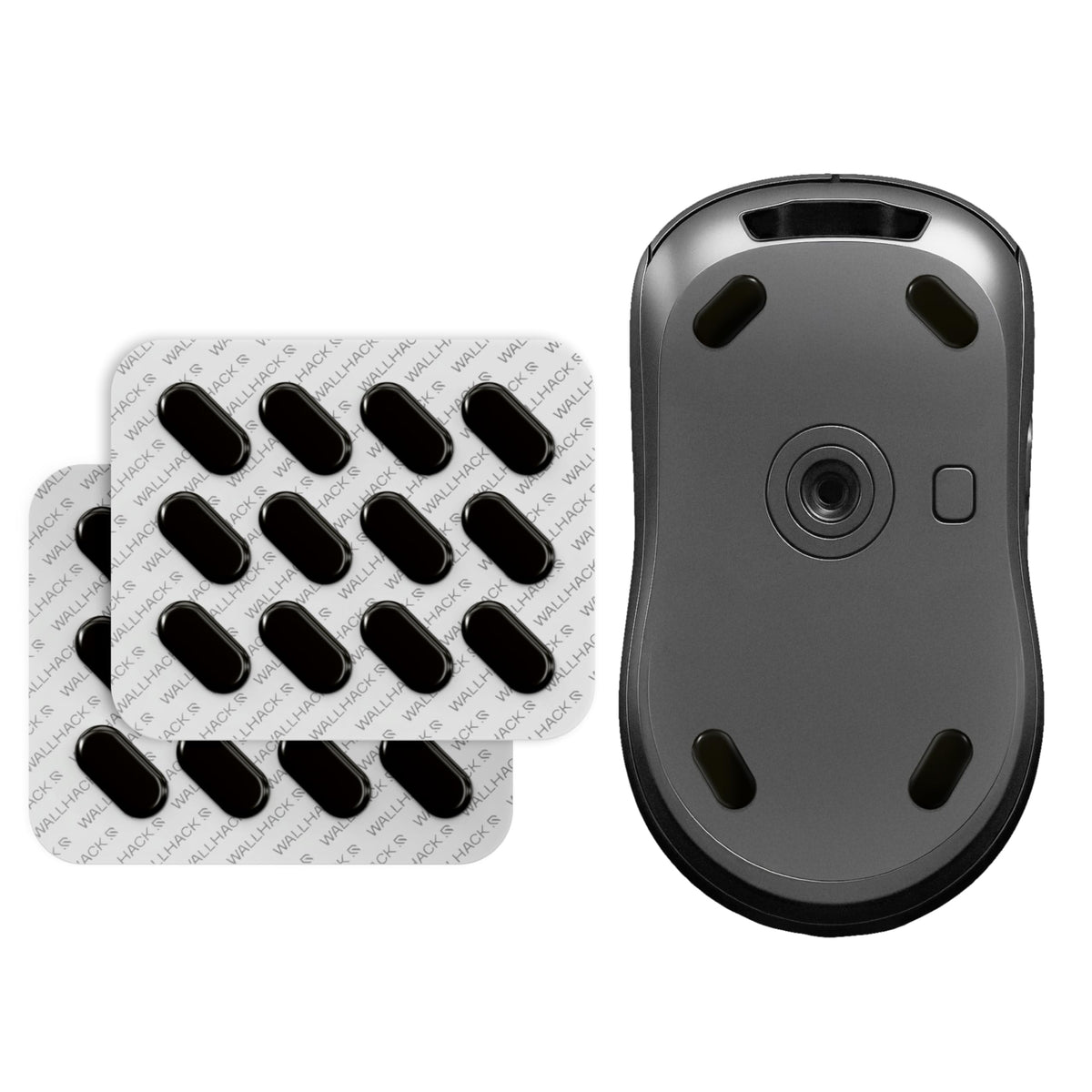 Wallhack PTFE Dot Mouse Skates | Premium Universal Skates for Gaming Mice | Ultra-Smooth Glide on Cloth & Glass Pads | Customize Speed & Control | Fast, Easy to Apply | Black 7mm x 7mm