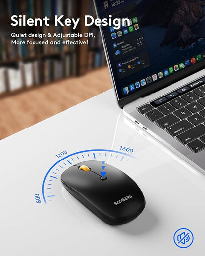 Foldable Keyboard and Mouse, Samsers Folding Bluetooth Keyboard Combo, 2.4G + BT5.0 x 2, Full-Size Portable Travel Keyboard & USB-C Rechargeable Wireless Mouse for iOS Android Windows Mac OS