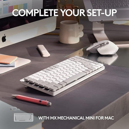 Logitech MX Master 3S for Mac - Wireless Bluetooth Mouse with Ultra-Fast Scrolling, Ergo, 8K DPI, Quiet Clicks, Track on Glass, Customization, USB-C, Apple, iPad - Pale Grey