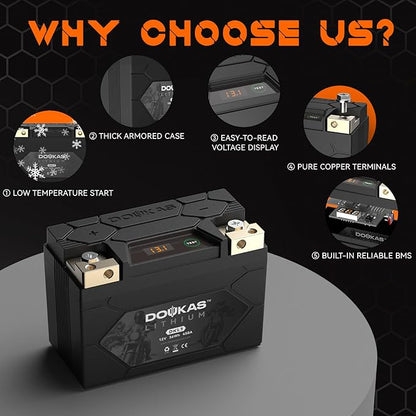 DKL9 450A LiFePO4 Motorcycle Lithium Battery, 12V 3Ah Powersports Battery, Compatible Jet Ski, Quad, Scooter, Generator Battery, Snowmobile